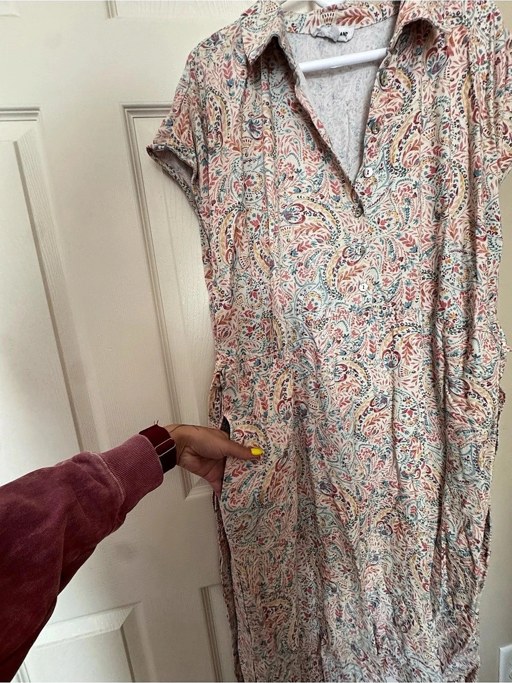 Lucky Brand Paisley Maxi Dress in Pink & Blue Size 2X Like New - Picture 3 of 5